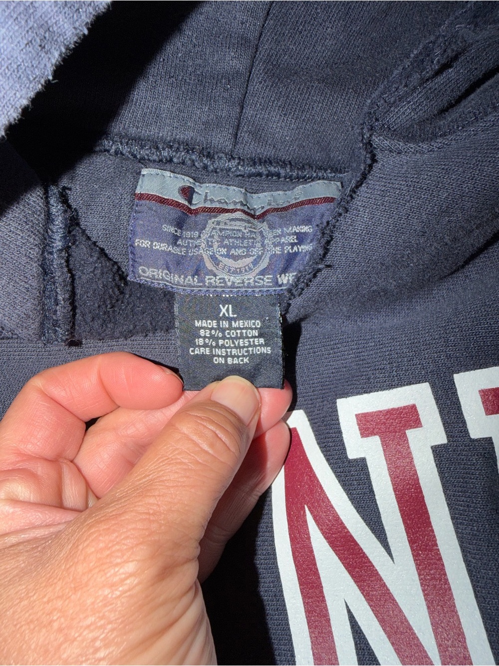 Vintage 90s Champion XL Penn Hooded Sweatshirt - Navy - Picture 3 of 5